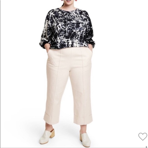 NWT Rachel Comey Cream High-Rise Cuff Straight Leg Cropped Pants - Picture 3 of 16